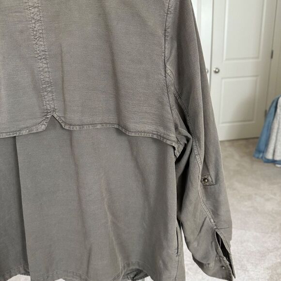 Caslon Fall Military Style Jacket Lightweight Olive Green Side Seam Pockets - Picture 8 of 11